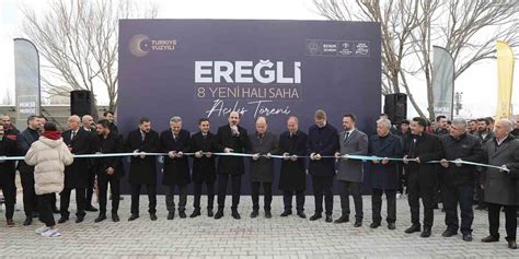 Konya Büyükşehir’in Ereğli’ye kazandırdığı 8 halı sahanın açılışı yapıldı